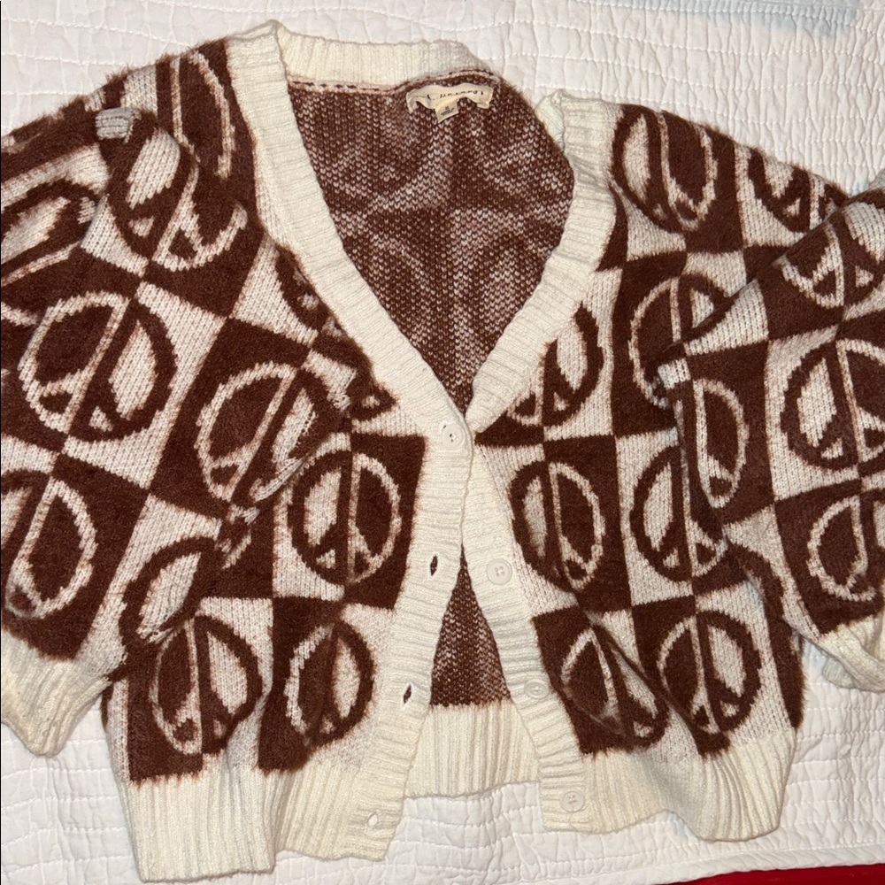 Brown and Cream Patterned Cardigan